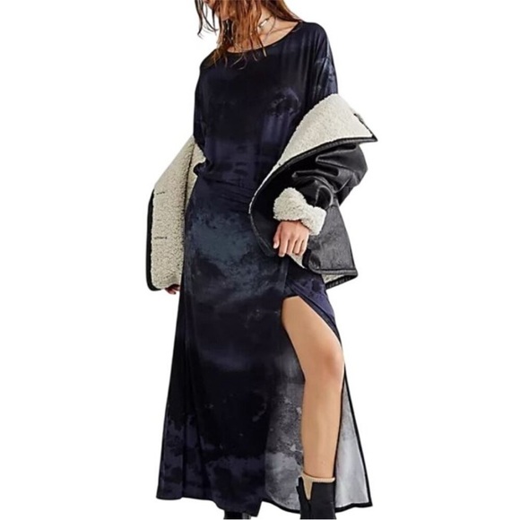 Free People Charcoal/ Navy Maxi Dress - Picture 2 of 4